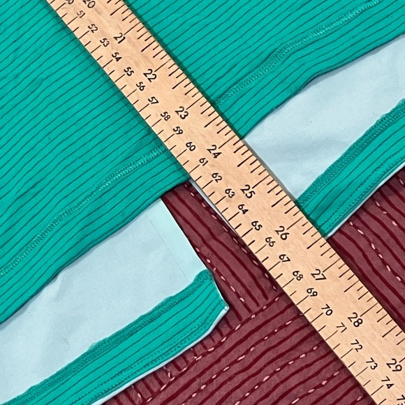 lululemon athletica women’s vintage (fit is large)Green Striped Short Sleeve Tee - Picture 3 of 12